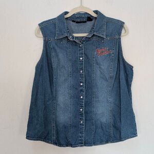 Harley Davidson Western Denim Vest Women's Size XL